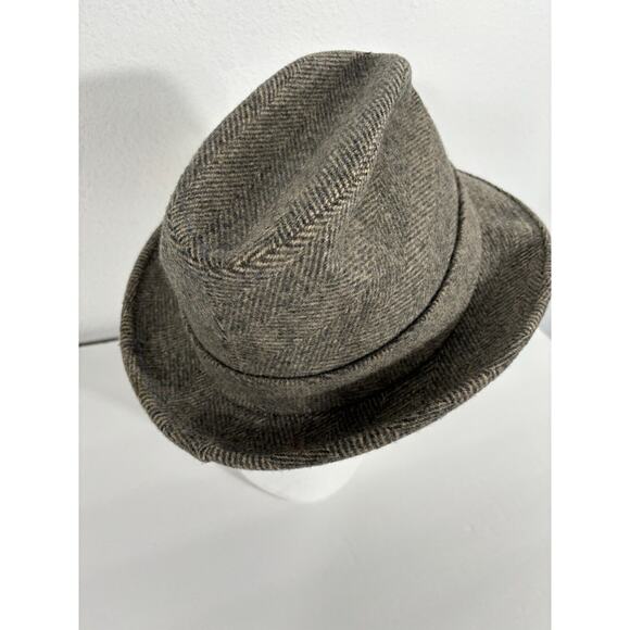 Vintage Pedigree Fifth Avenue New York Fedora Wool Hat M Large Gray Herringbone - Picture 7 of 15